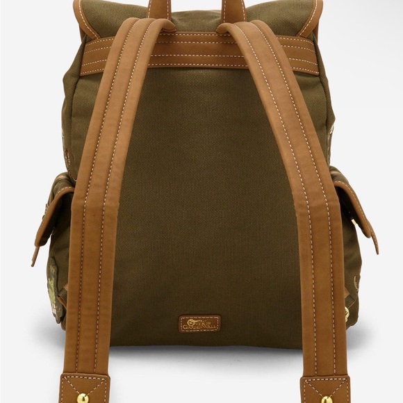 New Over The Garden Wall Olive Floral Embroidered Backpack